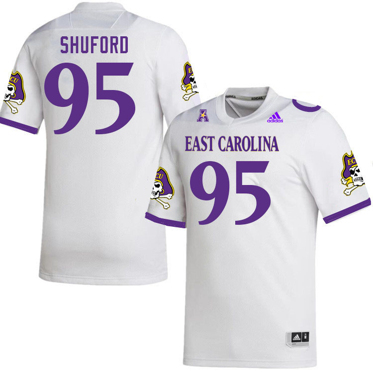 Men #95 Jason Shuford ECU Pirates 2023 College Football Jerseys Stitched-White - Click Image to Close